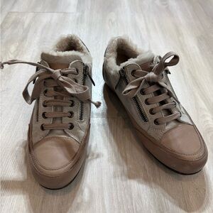 Candice Cooper Shearling Sneakers – Beige Leather Suede – EU 36